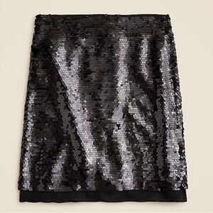 J Crew Chiffon-Lined Black Sequin Mini Skirt size 2 New With Tags